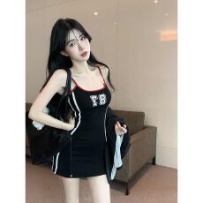 批发美式运动吊带<b class='q'>连衣裙</b>女秋冬辣妹性感包臀短裙显身材内搭裙子背心裙