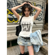 已出货正肩短袖T恤女印花