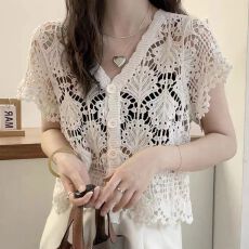 批发已出货短袖<b class='q'>衬衫女</b>欧洲站夏装新款欧货女装设计感小衫潮