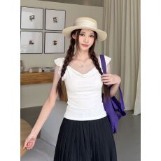 已出货 夏季女荡领背心吊带修身显瘦小飞袖百搭上衣潮