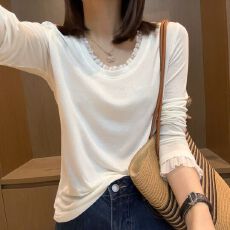 批发已出货 <b class='q'>打底</b>衫薄款小众显瘦长袖设计感韩版洋气花边高质
