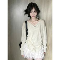 批发已出货巨好看的<b class='q'>打底</b>衫女夏季薄款长袖t恤宽松慵懒风上衣