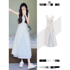 批发已出货连衣裙女夏季无袖<b class='q'>背心</b>蕾丝<b class='q'>长裙</b>两件套