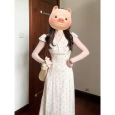 批发已出货学院风甜美碎花收腰<b class='q'>连衣裙</b>女夏气质初恋公主裙修身长裙