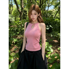 批发已出货辣妹性感镂空挂脖针织吊带夏季背心女外穿设计感修身显瘦