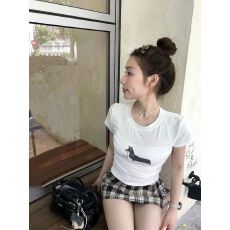 批发已出货正肩常规短袖 高弹力新款夏季修身显瘦洋气上衣