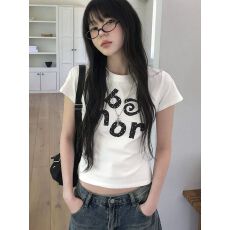 批发已出货正肩常规短袖 高弹力新款夏季修身显瘦洋气上衣