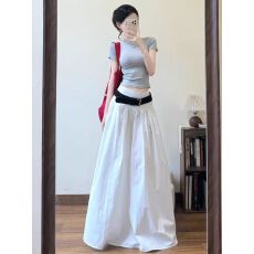 批发已出货高腰休闲风半身<b class='q'>裙</b>甜酷辣妹通勤穿搭a字长<b class='q'>裙</b><b class='q'>大摆</b><b class='q'>伞</b><b class='q'>裙</b>