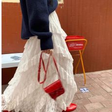 批发已出货<b class='q'>半身</b>裙女2025春夏新款斜纹拼接不规则中长裙小个子<b class='q'>蓬蓬裙</b>