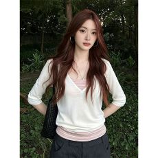 批发已出货夏季休闲高级不撞款小众<b class='q'>甜美</b>女轻奢吊带两件套上衣