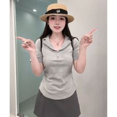 批发已出货超火减龄短袖t恤女2026新款设计感小众收腰显瘦上衣