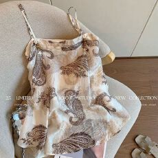 已出货花雪纺吊带背心女夏薄款独特气质小众度假风无袖上衣