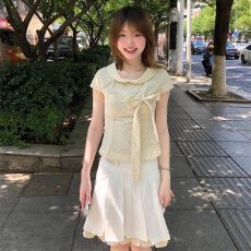 批发已出货2026设计蝴蝶结独特波点上衣衬衫短袖夏季新款<b class='q'>娃娃领</b>
