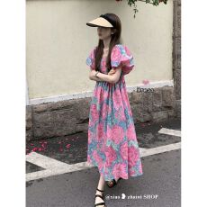 批发已出货女夏季2026新款<b class='q'>胖</b><b class='q'>MM</b>灯笼袖碎花长裙