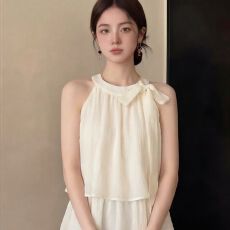 批发已出货挂脖背心<b class='q'>衬衫</b>女夏季外穿独特漂亮超好看单穿<b class='q'>雪纺</b>小衫