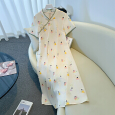 批发130-300斤大码女装胖mm新中式改良旗袍连衣裙复古国风显瘦夏新款