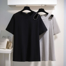 批发130-320斤加大码女装镂空T恤2025夏季新款胖mm个性钉扣短袖上衣