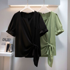 批发130-320斤加大码女装时髦T恤2025夏季新款微胖mm遮肚褶皱宽松上衣