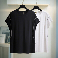 批发130-320斤加大码女装半袖宽松T恤2025夏季新款胖妹妹显瘦休闲上衣