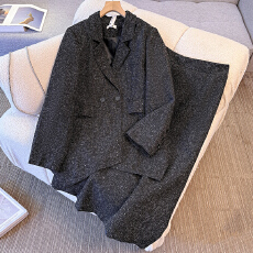 批发130-350斤<b class='q'>大码</b>女装胖mm秋冬新款洋气不规则<b class='q'>西装</b>外套半身裙两件套