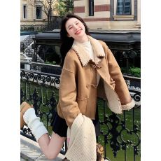 批发新款皮绒羊羔毛外套女冬2025新款小个子皮毛一体<b class='q'>短款</b>加厚棉衣