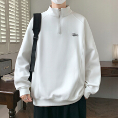 批发2025新款休闲卫衣男士打底衫春秋季半拉链长袖T恤新款运动外套男