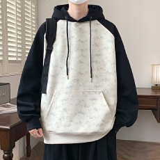 批发美式连帽卫衣男款插肩袖上衣2025年秋季休闲长袖<b class='q'>T</b><b class='q'>恤</b>学生撞色帽衫