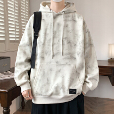 批发早秋季美式潮牌扎染个性连帽卫衣男款休闲宽松帽衫百搭<b class='q'>外套</b>上衣服