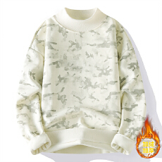 秋冬款加绒卫衣男情侣休闲加厚宽松半高领迷彩上衣百搭男生外套