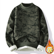 美式潮牌长袖打底衫男生秋冬季迷彩上衣2025新款百搭加绒加厚卫衣