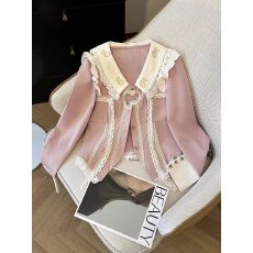 批发实拍 粉色气质<b class='q'>甜美</b>可爱纯欲风性感小众瘦腰长袖衬衫上衣