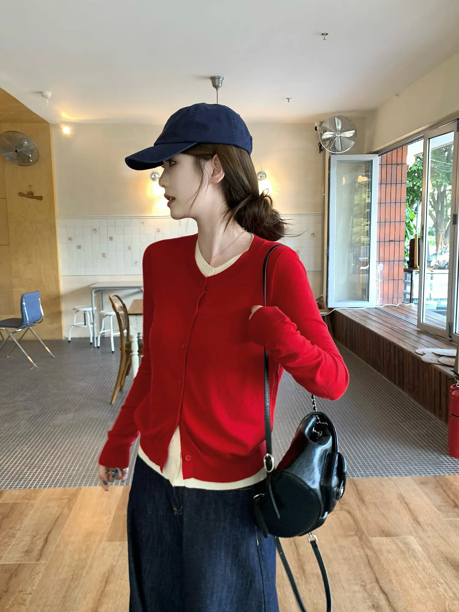 투웨이 레이어드 긴소매 니트 카디건 상세 이미지 49
