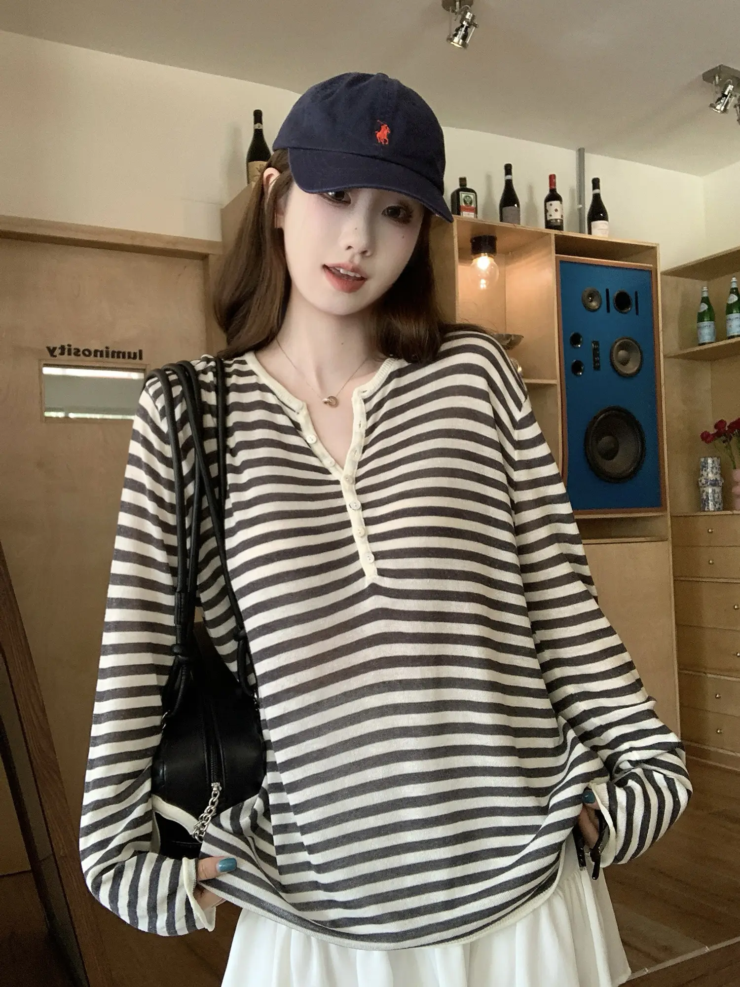 스트라이프 루즈 티셔츠