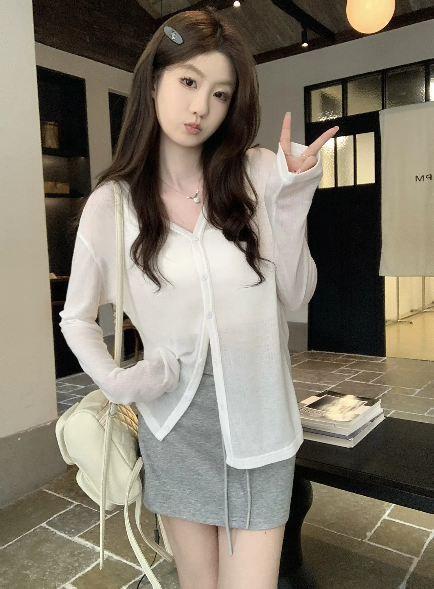 미니멀 니트 카디건 상세 이미지 7