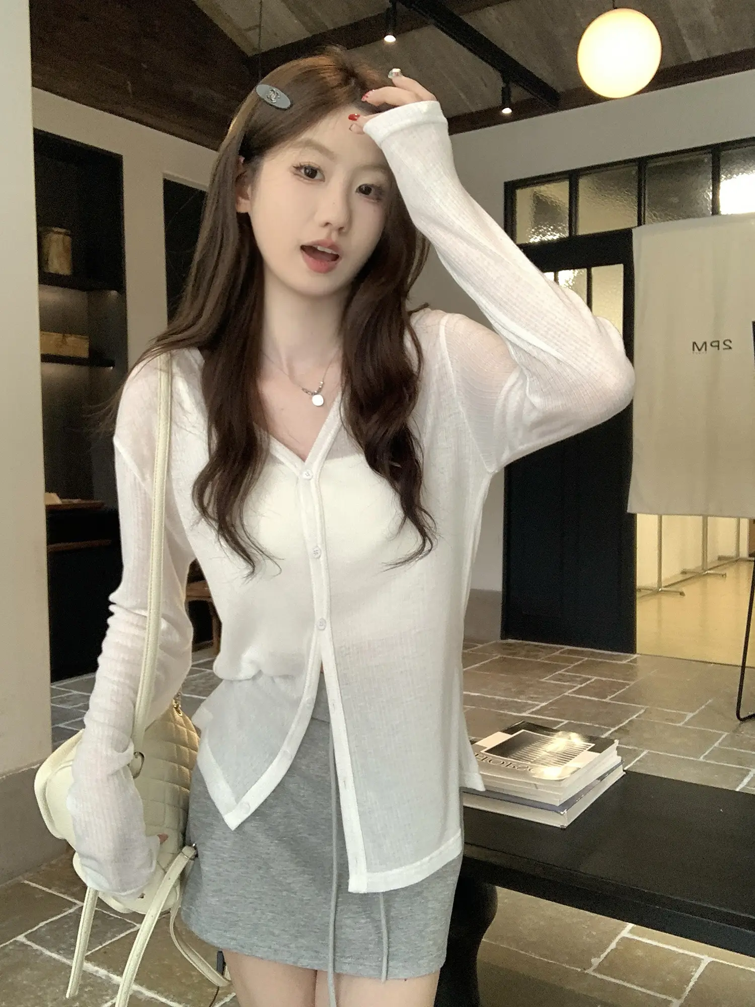 미니멀 니트 카디건 상세 이미지 8