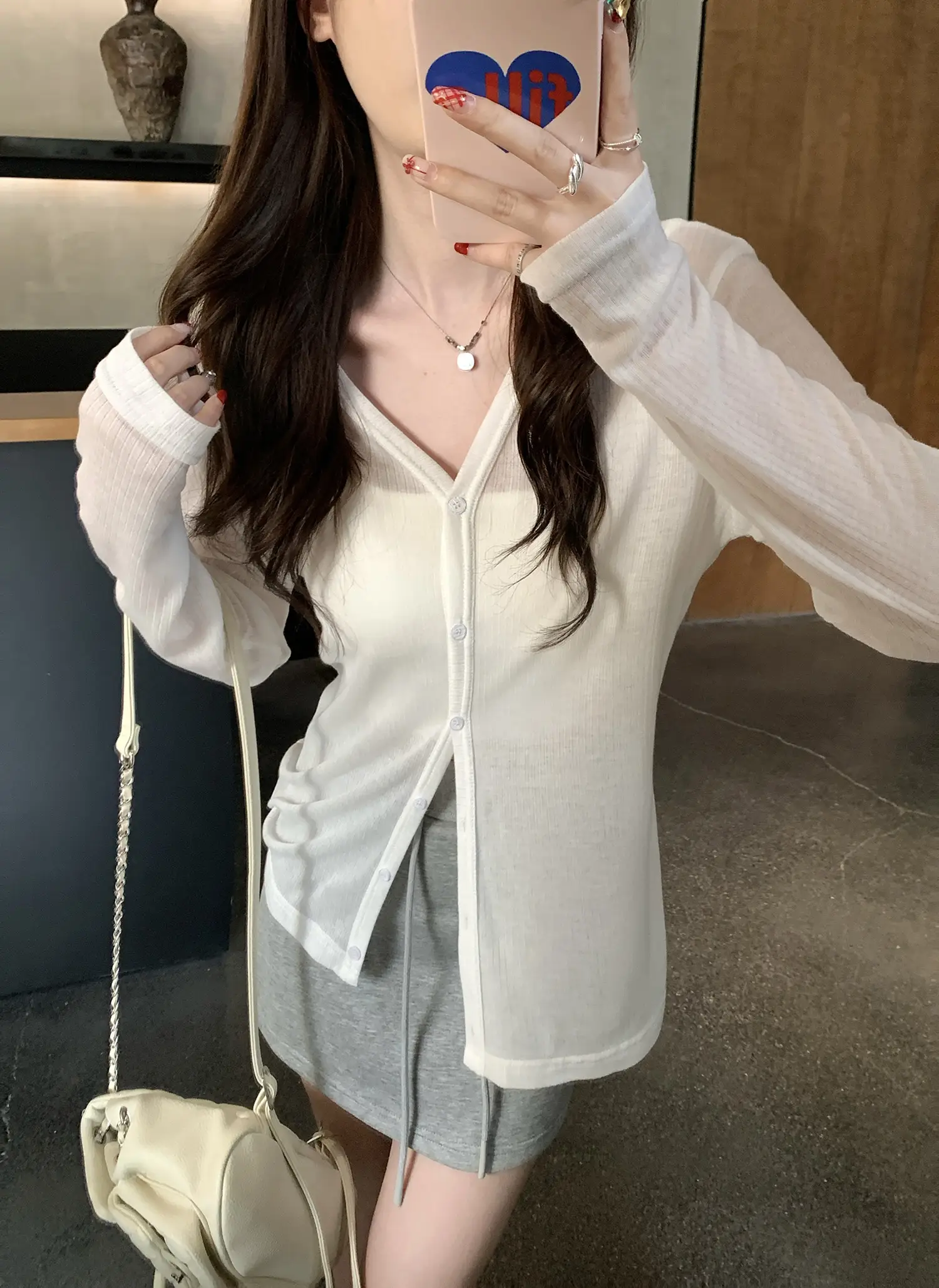 미니멀 니트 카디건 상세 이미지 10