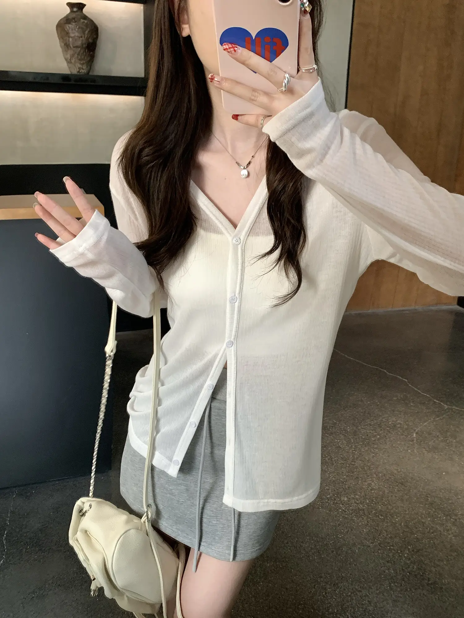 미니멀 니트 카디건 상세 이미지 11