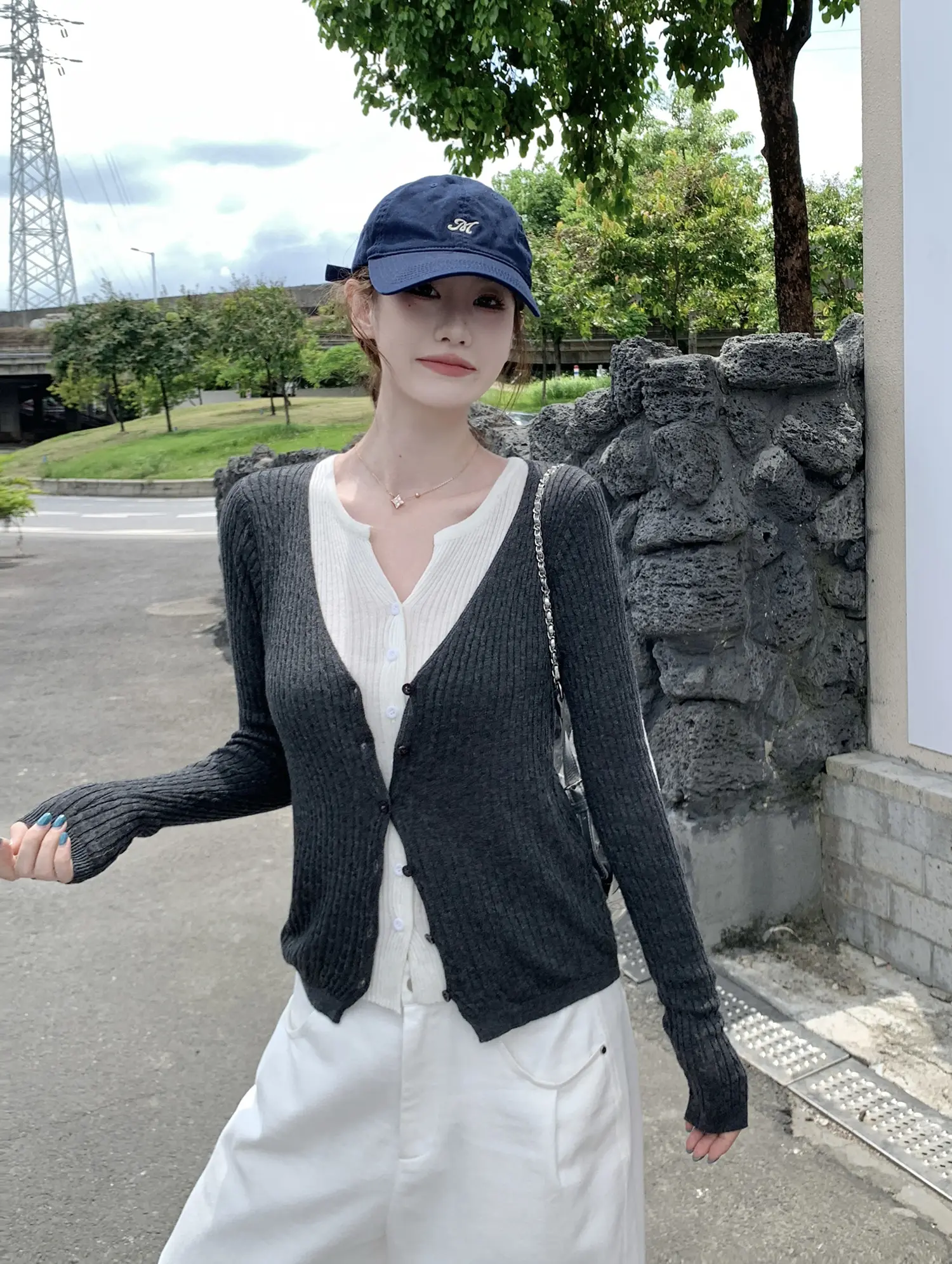 레이어드 니트 카디건 상세 이미지 5