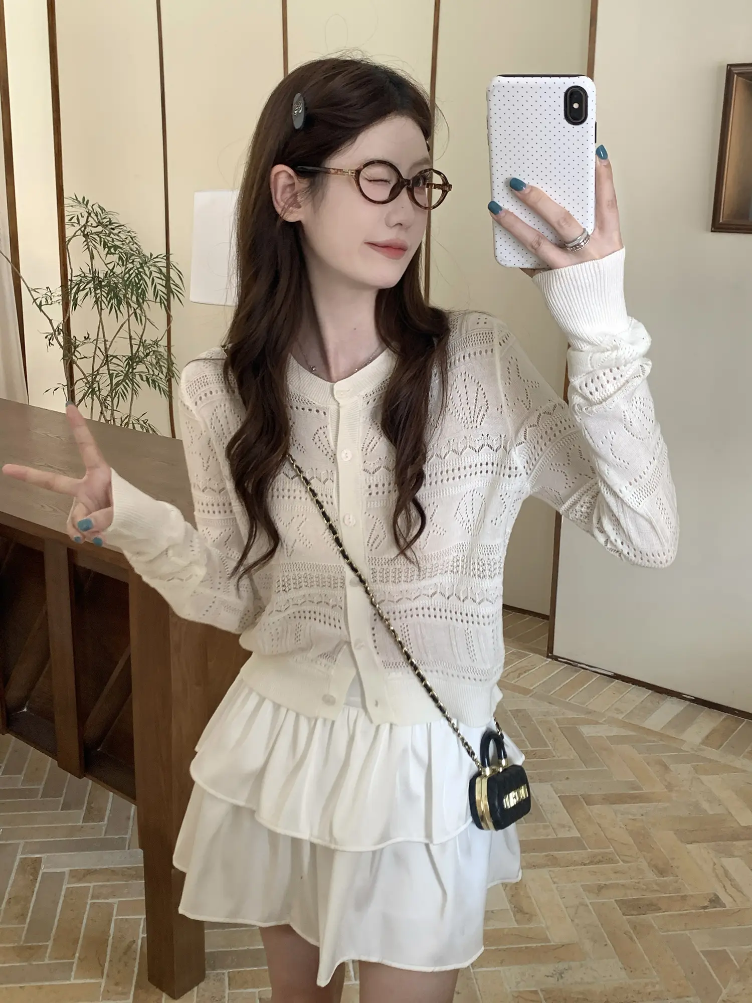 크로셰 디테일 니트 카디건 상세 이미지 3