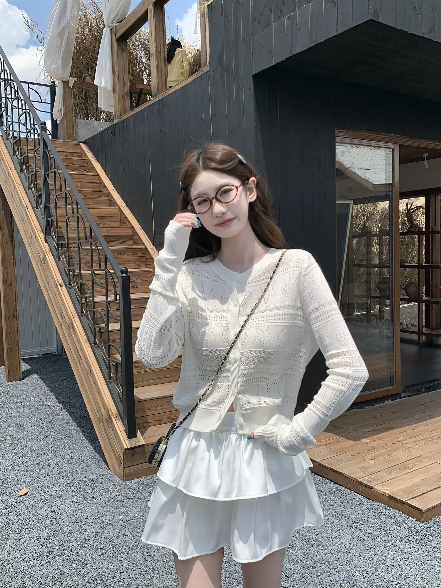 크로셰 디테일 니트 카디건 상세 이미지 7