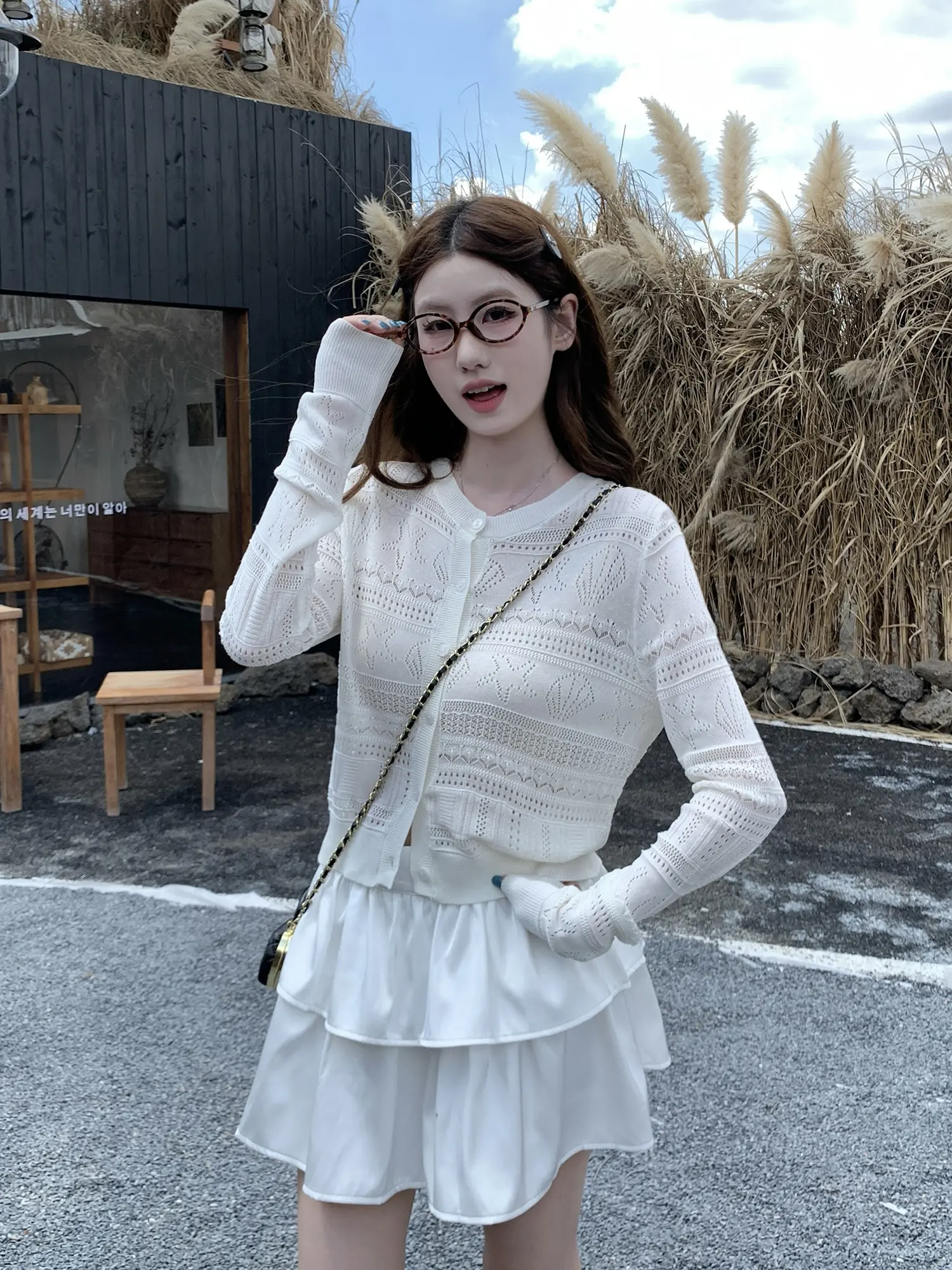 크로셰 디테일 니트 카디건 상세 이미지 9
