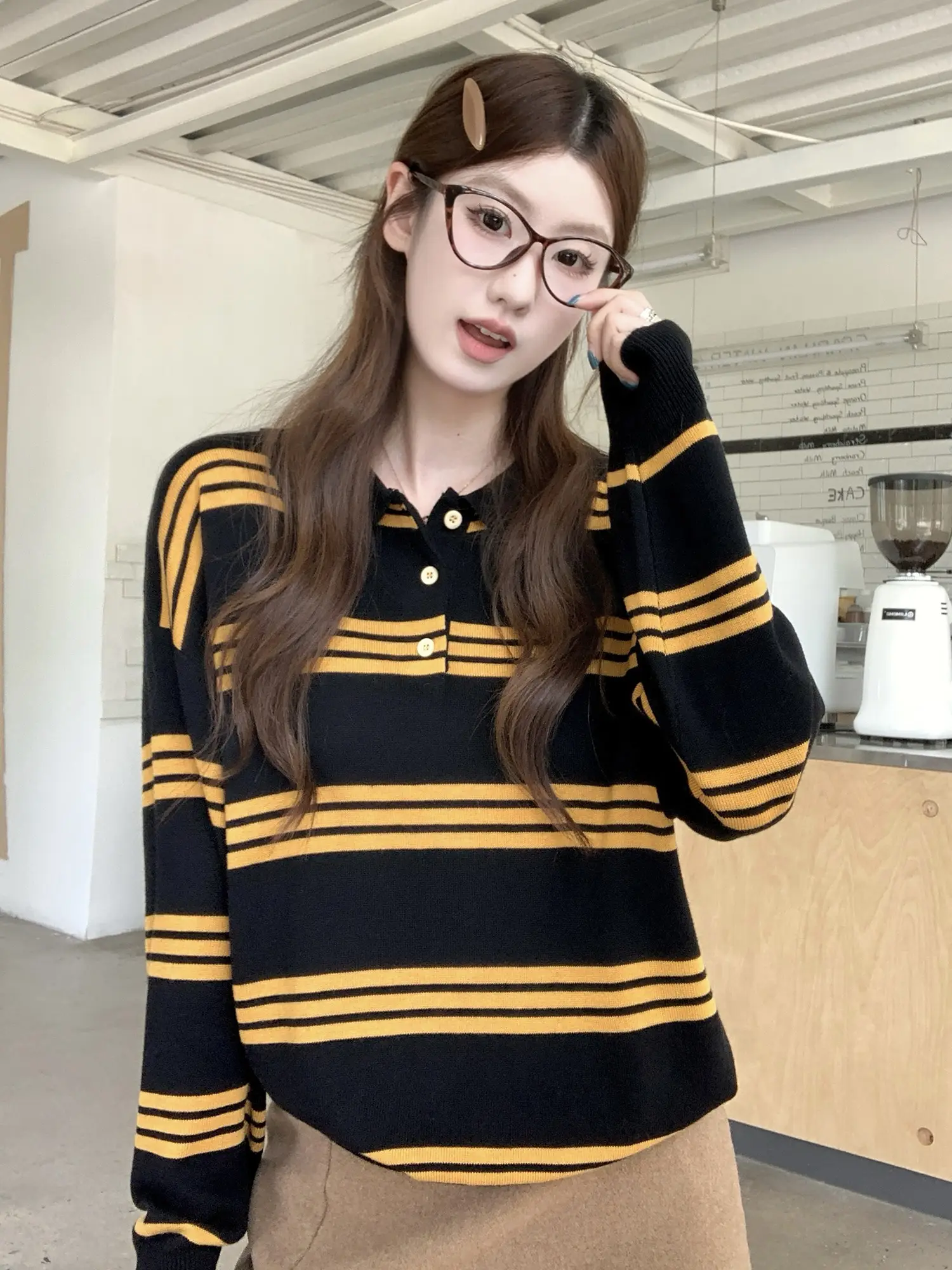 폴로넥 스트라이프 니트 상세 이미지 23