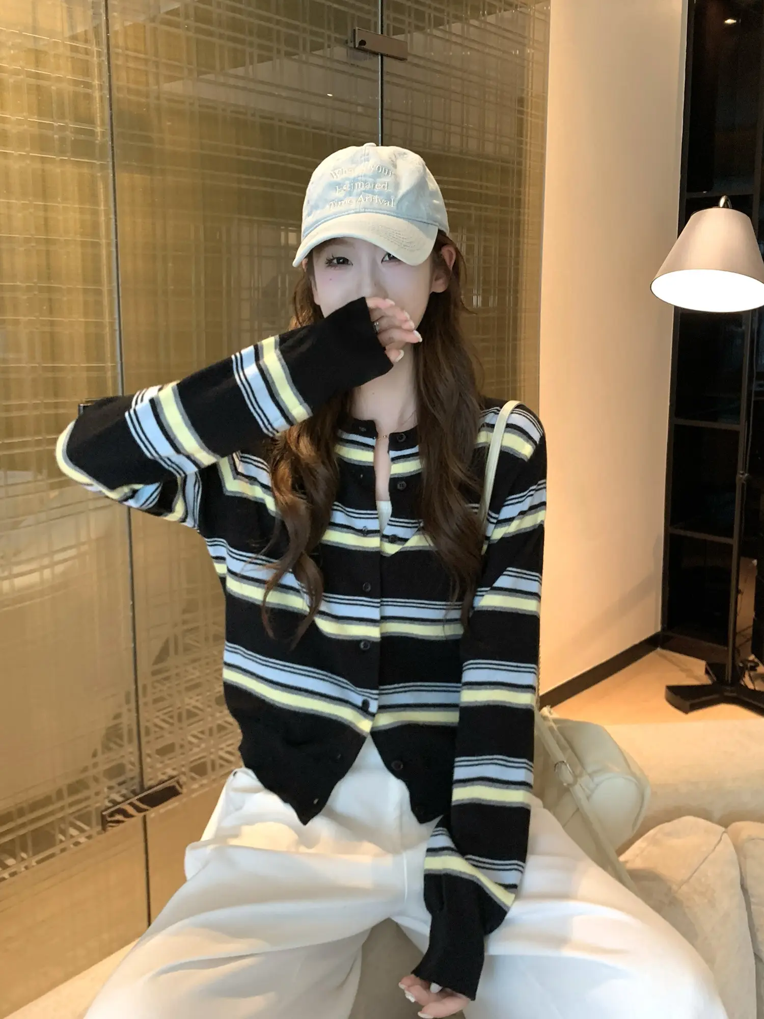 스트라이프 니트 카디건 상세 이미지 7