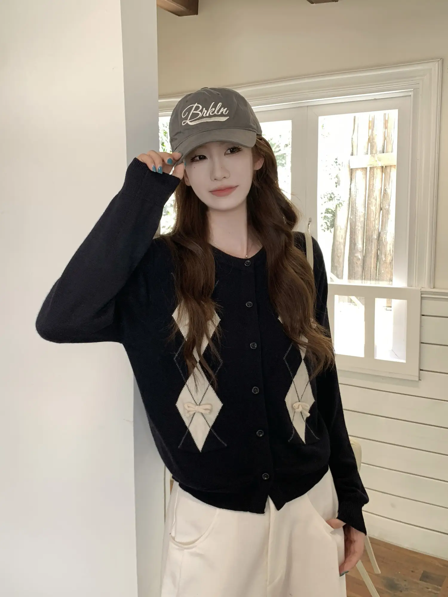 퀘이팅 패턴 니트 카디건 상세 이미지 10