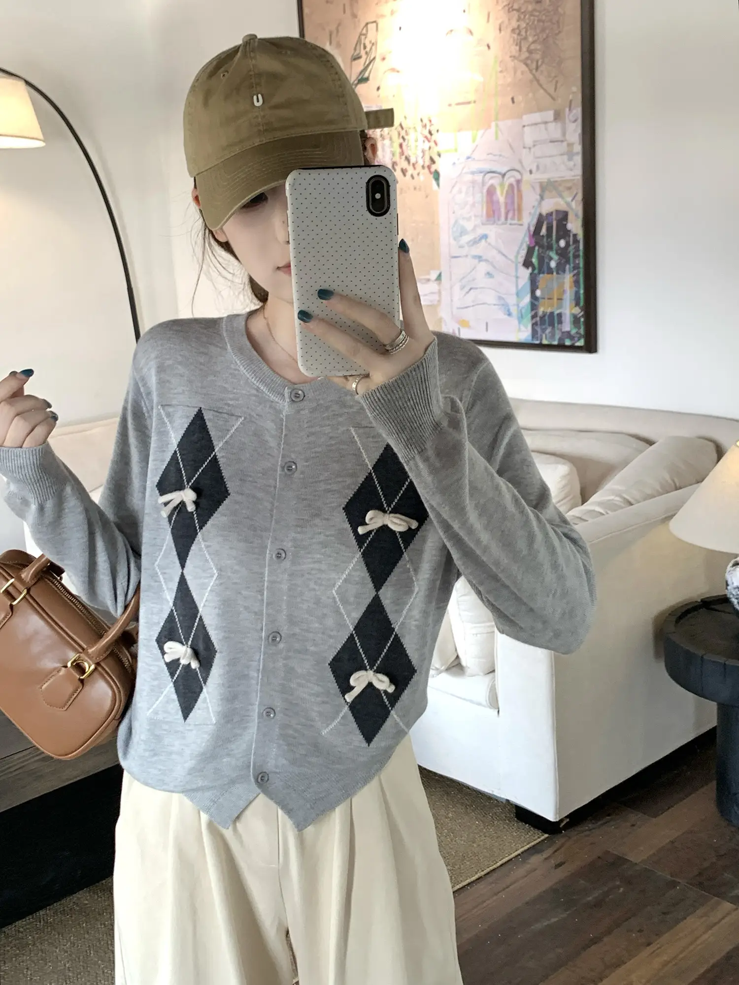 퀘이팅 패턴 니트 카디건 상세 이미지 37