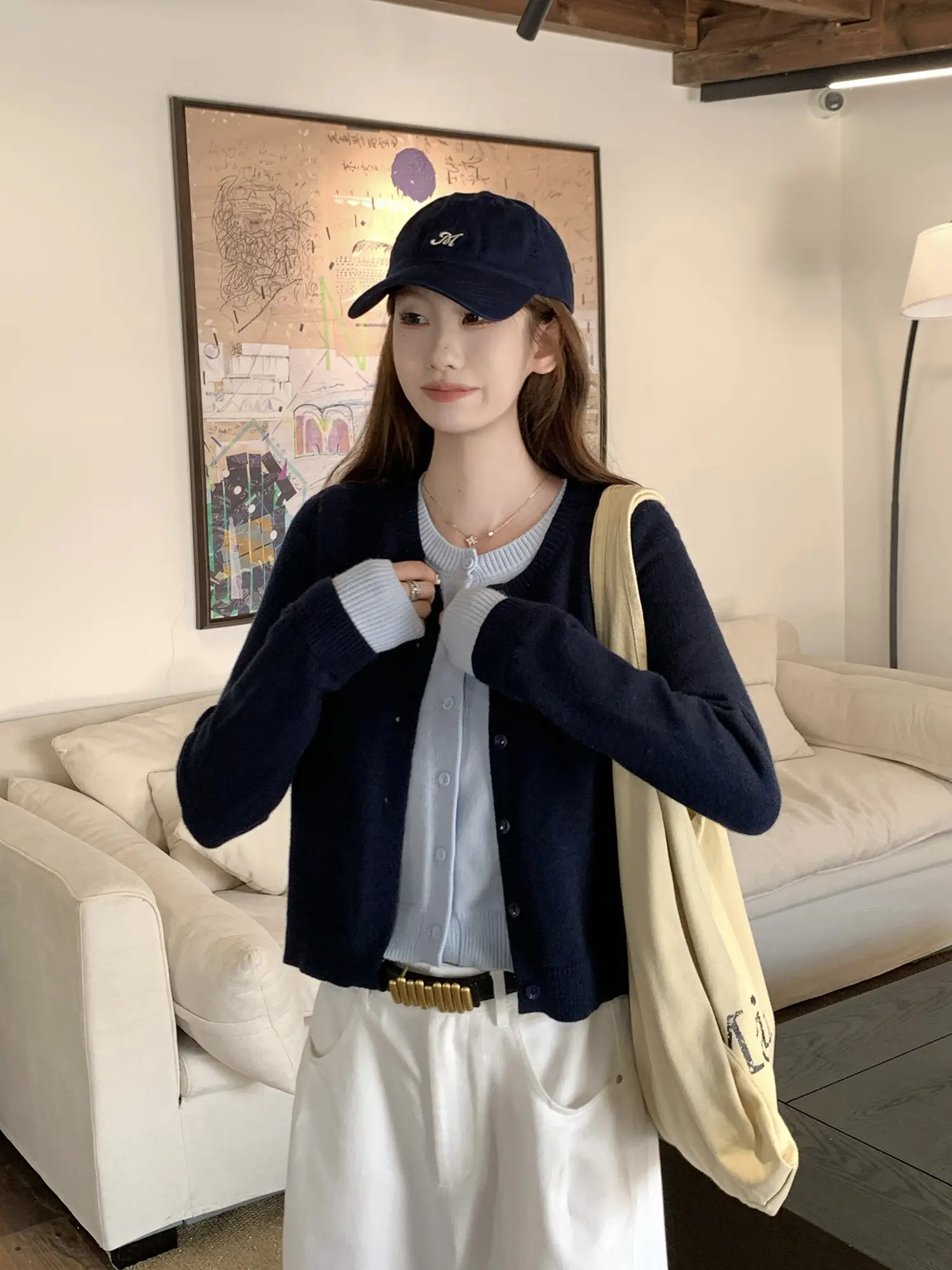한국인기 레이어드 니트 가디건 상세 이미지 5