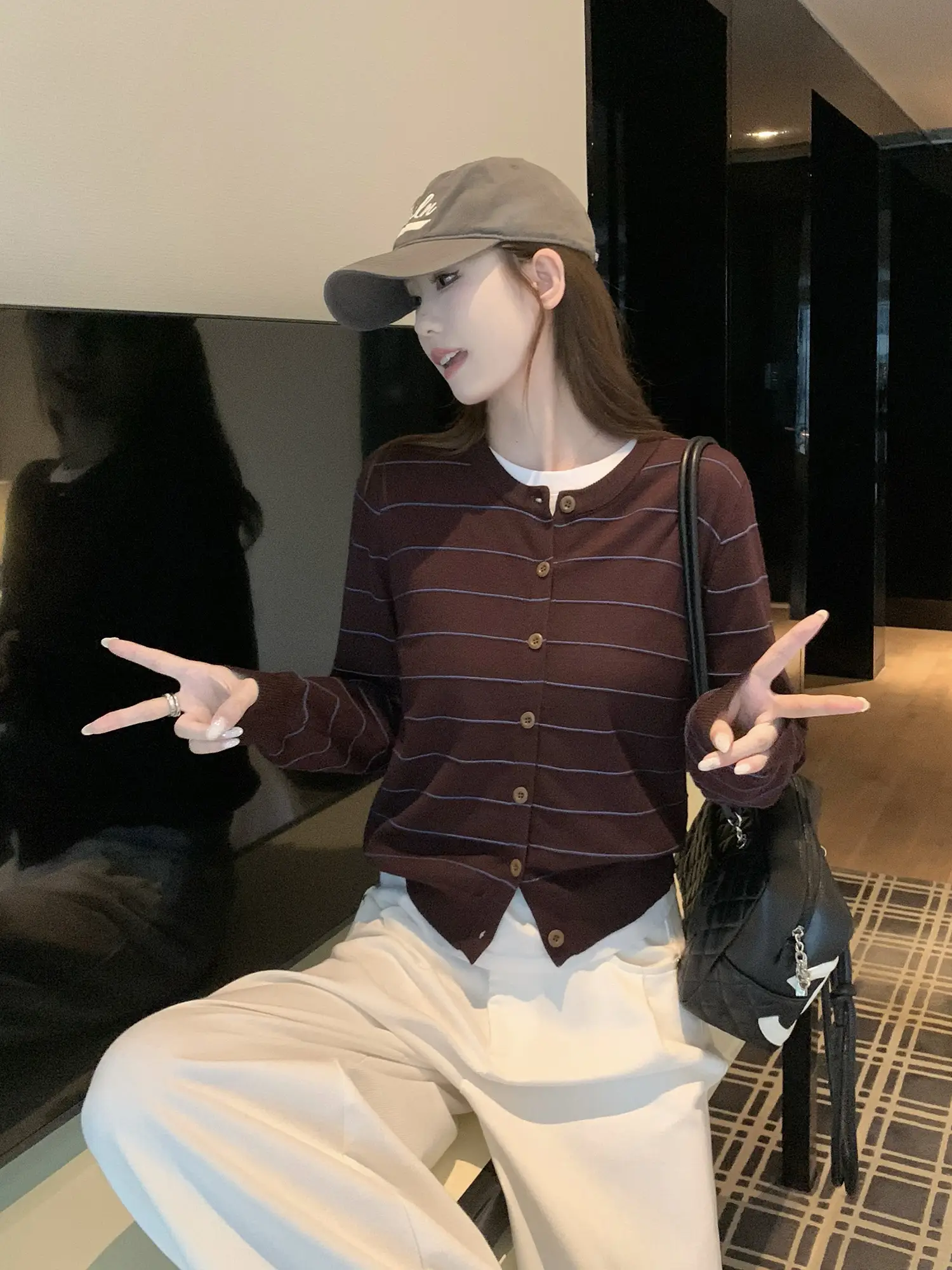 한국인기 스트라이프 니트 가디건 상세 이미지 2
