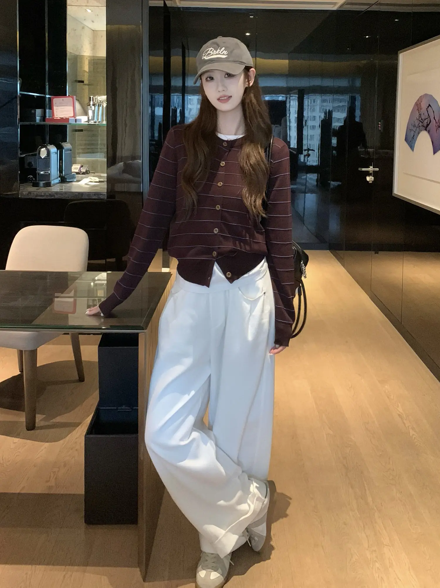 한국인기 스트라이프 니트 가디건 상세 이미지 7