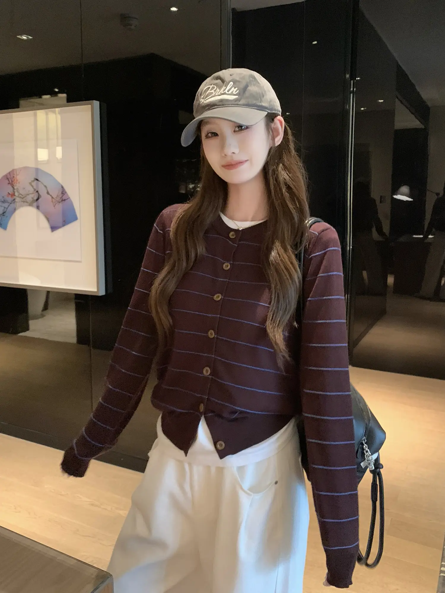 한국인기 스트라이프 니트 가디건 상세 이미지 9