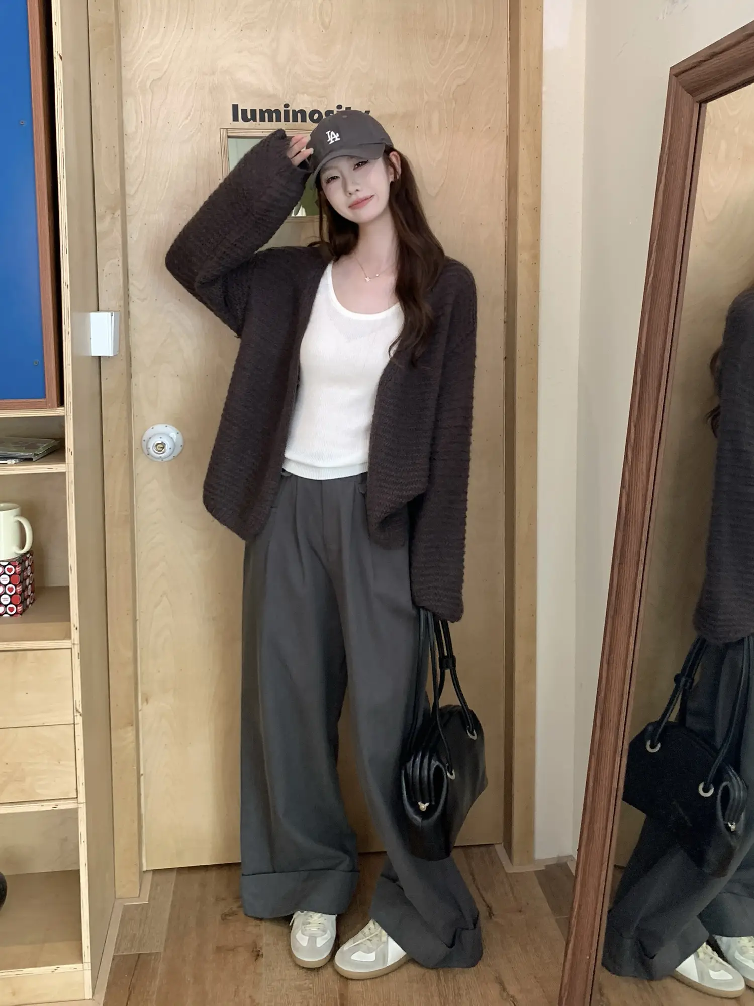 한국인기 브라운 니트 가디건 상세 이미지 6